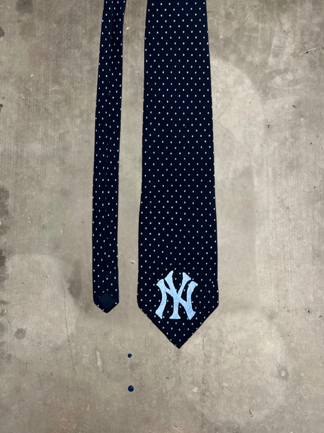 Navy Blue Polka Dot Yankee Neck Tie