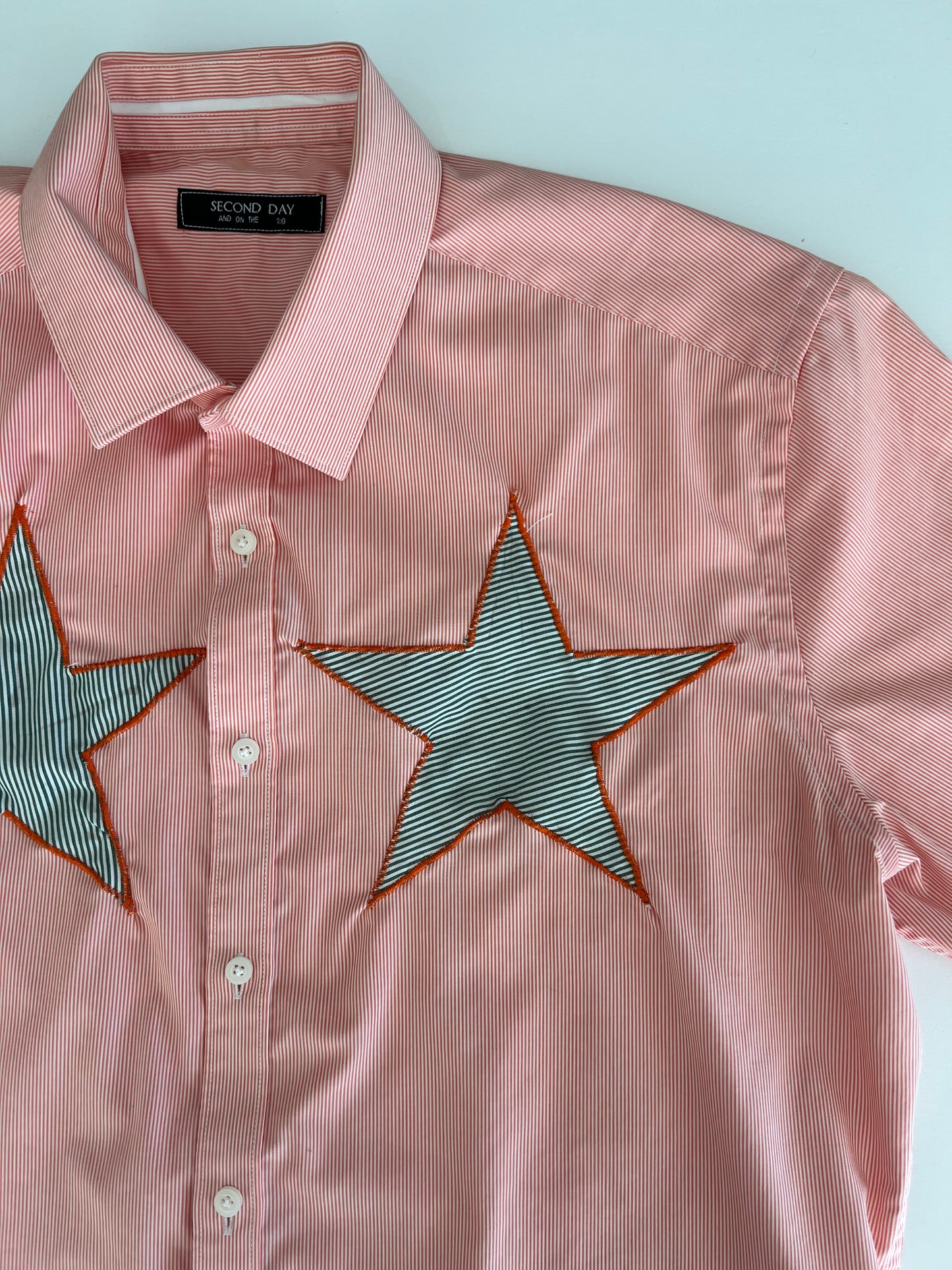 Reworked Orange Star Patch Button Up Shirt