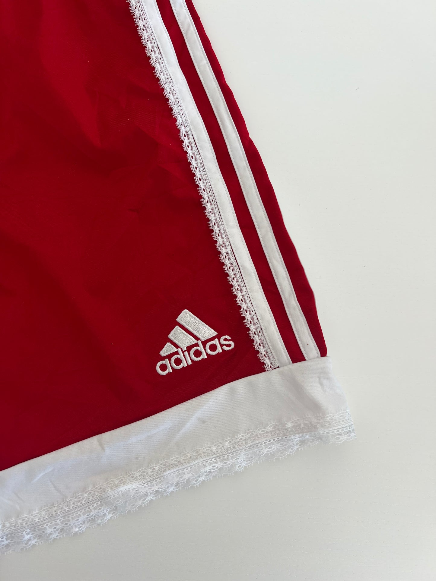 Reworked Red Lace Adidas Shorts
