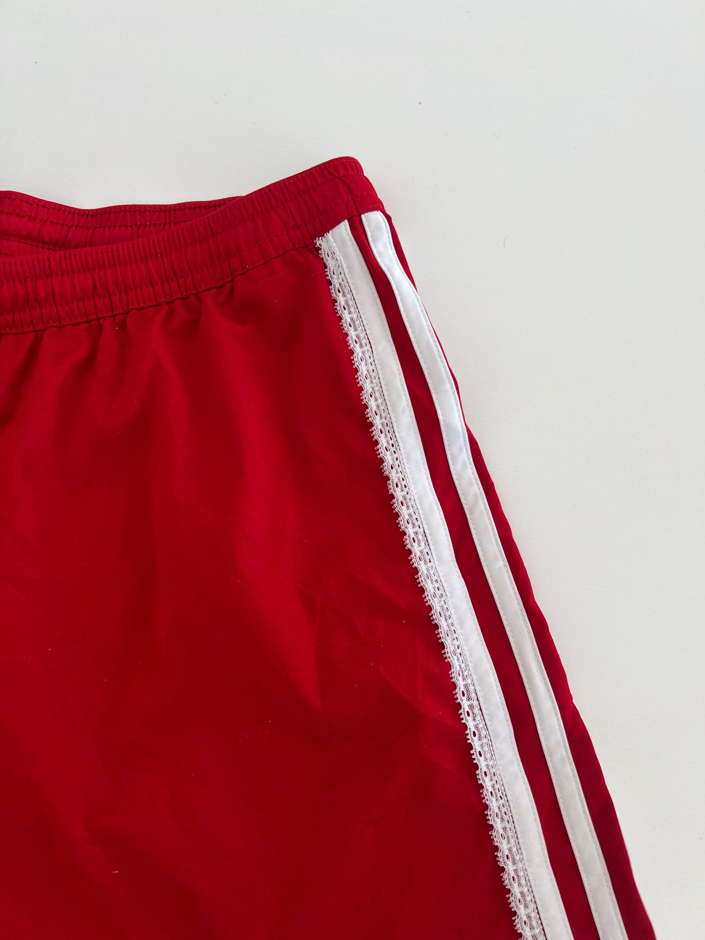 Reworked Red Lace Adidas Shorts
