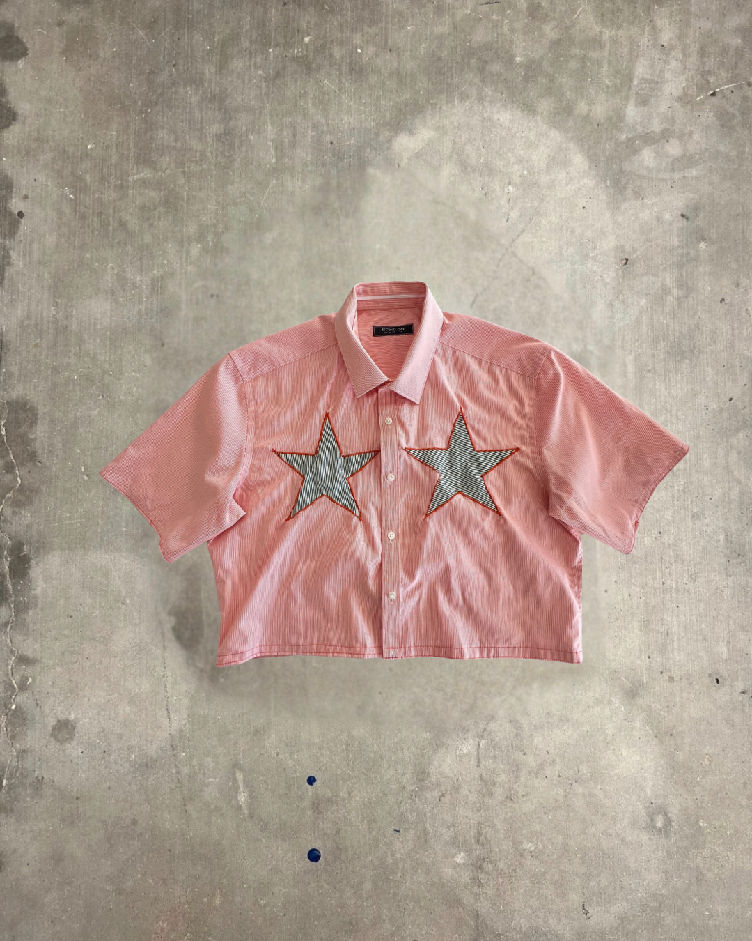 Reworked Orange Star Patch Button Up Shirt