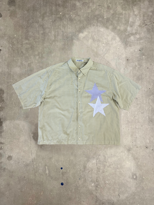 Boxy Fit Green Check Button Up Star Shirt