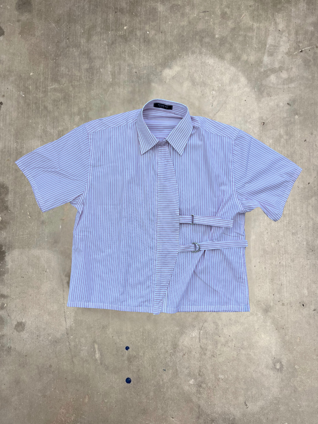 Buckled Pink Striped Cross Over Shirt