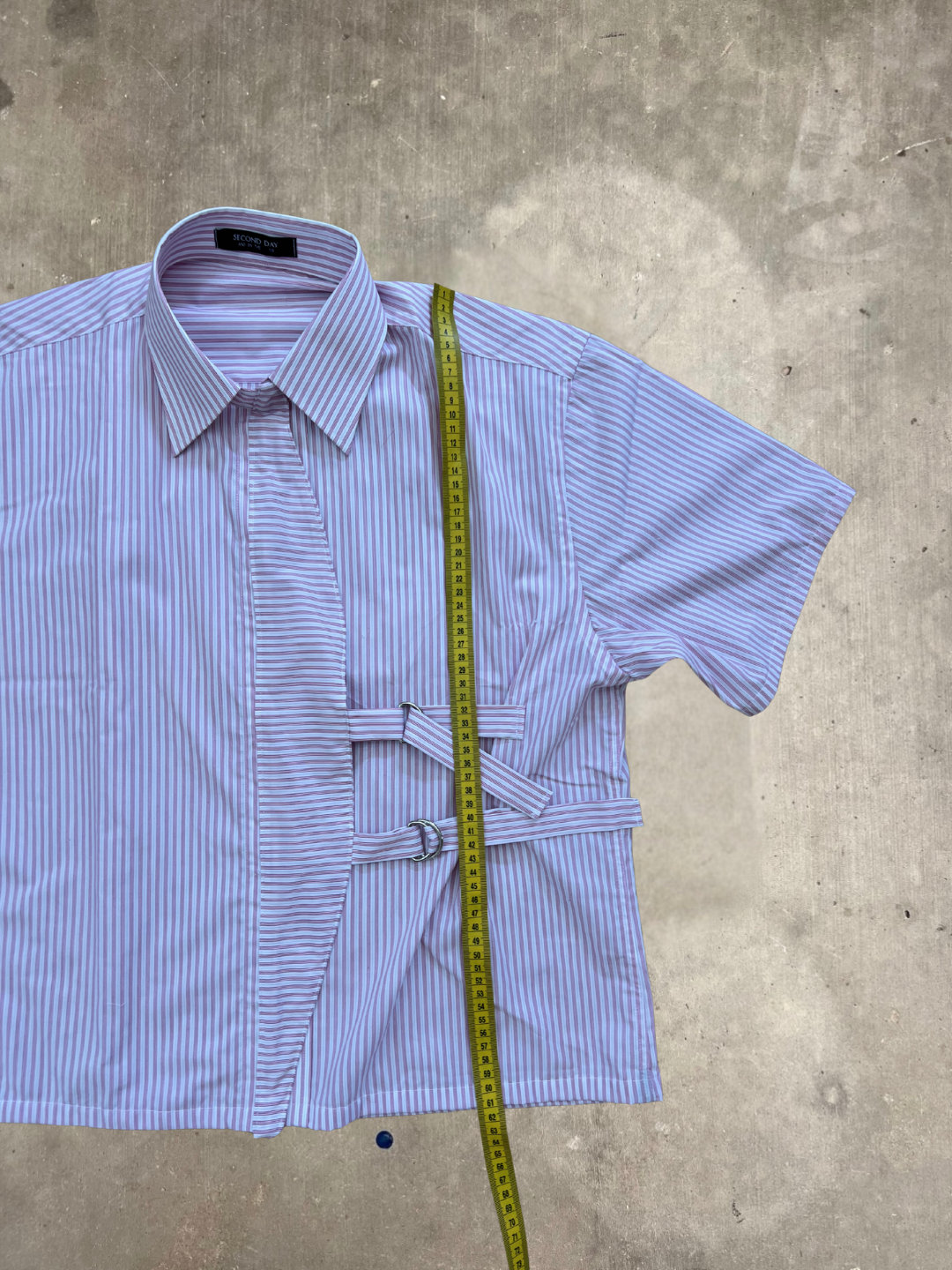 Buckled Pink Striped Cross Over Shirt