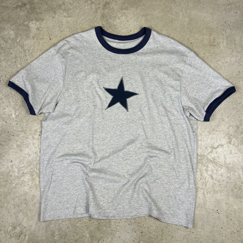 Star Patch Grey Ringer Tshirt