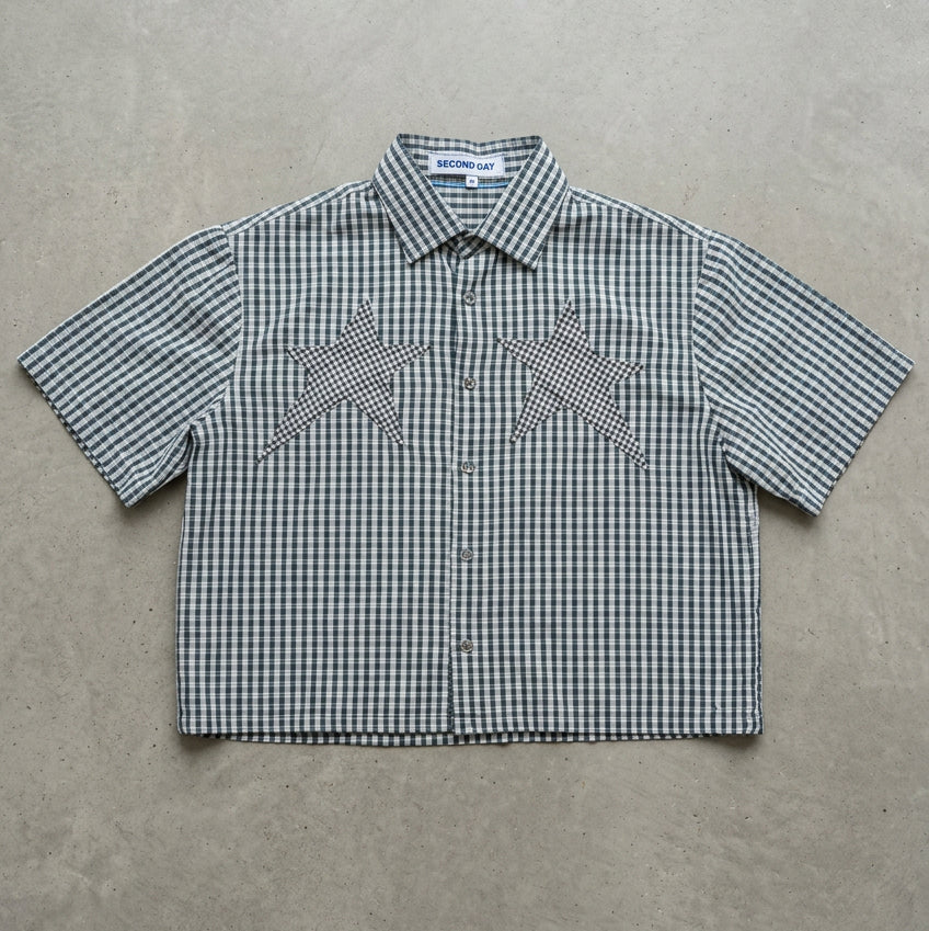 Star Patch Blue Short Sleeve Shirt
